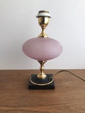 Lampe Vintage En Céramique Laiton Et Boule En Verre Rose 