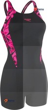 Speedo Femmes Hyperboom Maillot Noir Rose Jointes Combinaison Longue Quick Sèche