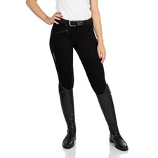 Pantalon Équitation Femme Équestre Coton Élastiqué Noir