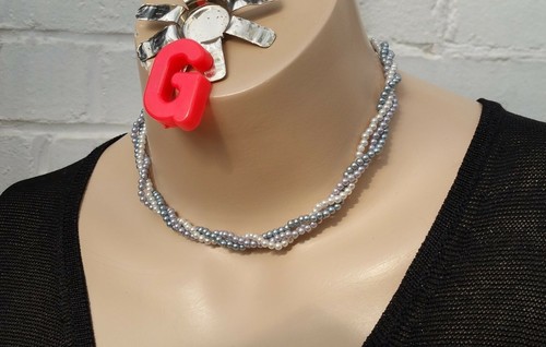 Collier vintage neuf bleu - collier,