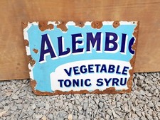 1930s Vintage Original Alembic Légumes Tonic Sirop Émail Signe Angleterre EB107