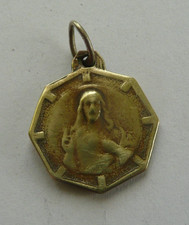 Ancienne MEDAILLE religieuse SACRE COEUR de JESUS / N-D du ROSAIRE en Laiton
