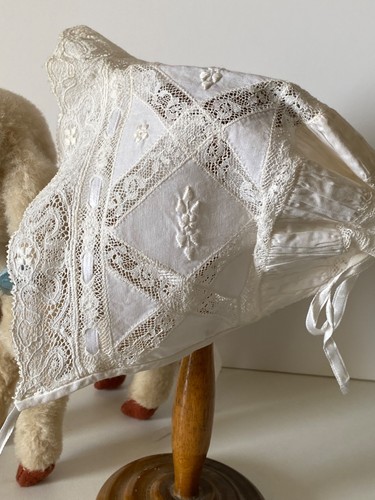 Ancien bonnet dentelle - bonnet, poupee