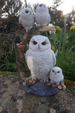 839.2667 SUPERBE FAMILLE CHOUETTE HIBOU  HARFANG   FIGURINE  STATUETTE     32 CM