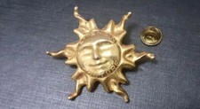 Grand Pin's broche soleil Clémentine Couture bronze doré vintage XXème 