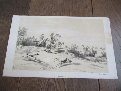 Lithographie gravure chasse - lithographie,