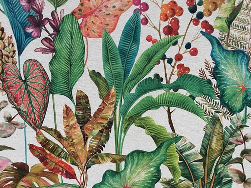 Lin rideau tissu vert tropical - lin,
