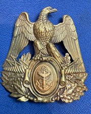 MILITARIA PLAQUE DE SHAKO TROUPES DE MARINE SECOND EMPIRE