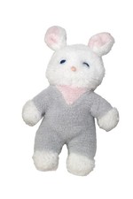Vintage Ancienne Peluche doudou lapin blanc gris rose  Boulgom 26 cm