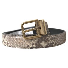 Dolce & Gabbana Ceinture Marron Python Cuir Métal Or Boucle S.80cm / 32in 700usd