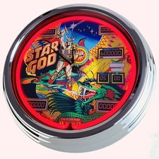 N-0762 Horloge " Flipper Star Dieu Zaccaria 1980 " Néon Cuisine Déco Jeu Salle