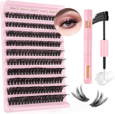 Kit Extension Cils Individuels 60D Volume Russe DIY avec Colle et Dissolvant