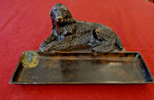 vide poche plumier ancien bronze chien setter 1930/40