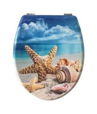 Lunette Couverture Cuvette Siège Wc Salle de Bain Universel MDF Coquilles Mer