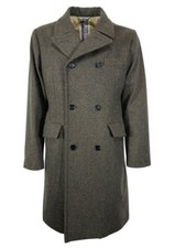 L’Impermeabile Manteau Croisé Gris/Vert COAT NEW LODEN Laine Recyclée