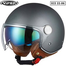 Casque Jet VisiÃ?re Pare Soleil ECE 22-06 ApprouvÃ© Moto Scooter Casque titane m