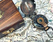 Boussole à pouce militaire soldats vintage laiton WW2 1940 navigation seconde...