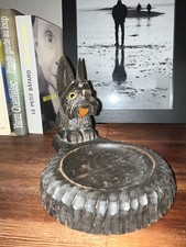 Ancien vide poche Cendrier chien scottish terrier en bois Vintage