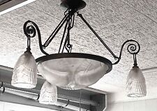 Lustre décor coquille Art Déco Hauteur 58 cm