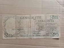Billet Espagne 2,50 Pesetas Generalitat Catalogne 1936 Serie A - circulé
