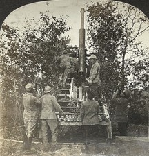 France Canon 75 mm Artillerie française Guerre 1914-18 Photo Stereo Vintage 