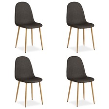 Lot de 4 chaises de salle à manger rembourrée lin gris cuisine salon Homestyle4u