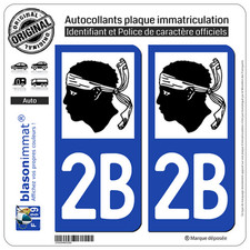 2 Stickers autocollant plaque immatriculation : 2B Corse LogoType