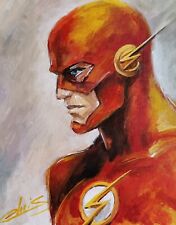 TABLEAU PEINTURE TOILE PORTRAIT COMICS FLASH STREET  ART ORIGINAL  CHRISK