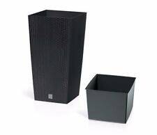 Pot de fleurs en rotin planteur + doublure jardin extérieur pot intérieur anthracite RTS265