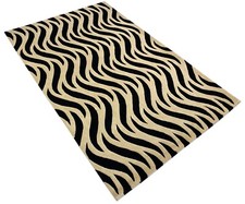Tapis Noir Beige 100% Laine Tapis Oriental Tissé À La Main 155X245 CM D-124