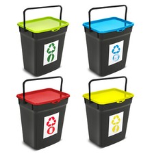 Poubelle tri déchets 10L avec couvercle Recyclage PLAST TEAM