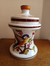 Pot  Ou Boîte faience italienne Décor  Oiseau  Signée Bassano Vintage 