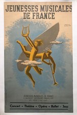 PAUL COLIN RARE AFFICHE ORIGINALE JEUNESSES MUSICALES DE FRANCE 1945