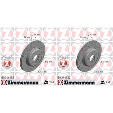 2x ZIMMERMANN Sport Disques de Frein 345mm Perforé Arrière Convient pour BMW 5 6