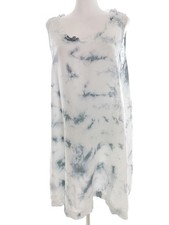 Completo lino by Arthurio  T. L Blanc Midi Robe Droite Lin 100% Sans manches Asy