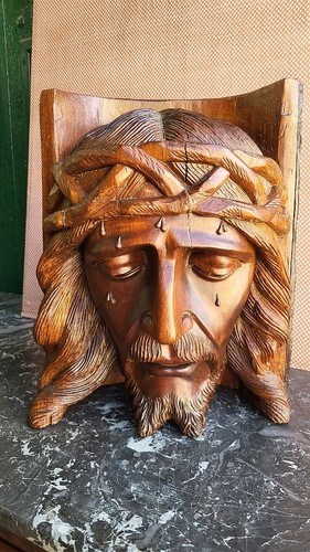 Tete christ bois sculpte - en,