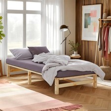 Cadre de Lit en Bois Massif Simple Enfant 90x200 cm Sommier à Lattes Homestyle4u