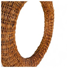 Miroir Murale En Rattan Vintage IKEA Mod. VIENNE Années 90 Diamètre 60 Cm