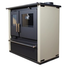 Cuisinière à bois avec dessus en métal, four Verso CS PLUS Ivoires - 7.7KW