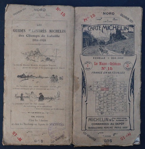 Carte entoilée 1920 michelin - carte,