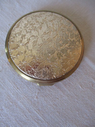 Ancien poudrier dore décor - poudrier,