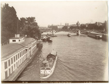 France, Paris, vue prise du pont Royal, bateaux mouches  vintage albumen print