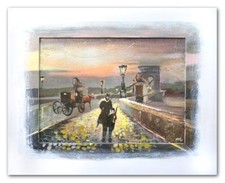 Landschaft-ölgemälde 56x46cm Toile avec Cadre Art Décoration Murale Mural G00385