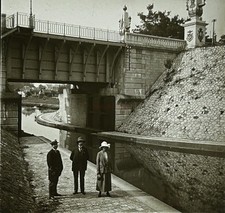 FRANCE Briare Pont Canal 9 juillet 1923 Photo Plaque Stereo Vintage 