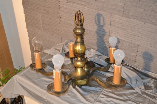 Gros lustre ancien laiton - lustre, 5