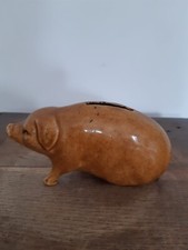 Ancienne tirelire à casser barbotine  cochon marron🐷🐖