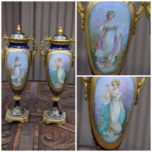 Pair antique 19thc sevres - antique,
