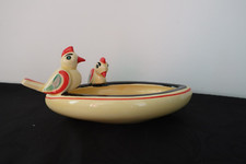 vide poche, coupe ovale céramique polychrome oiseaux stylisés Art Déco
