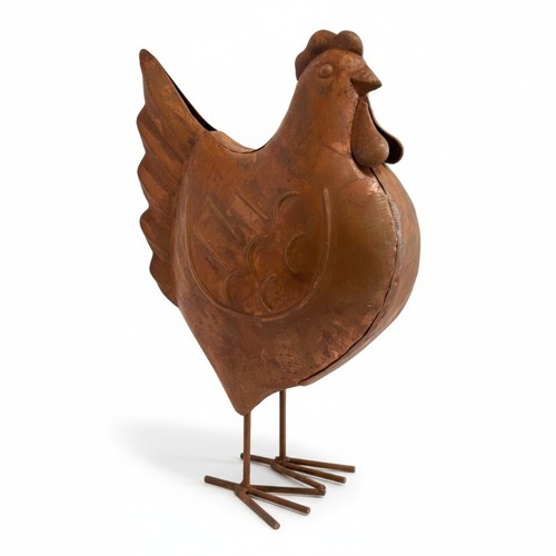 Statuette poule fer rouille