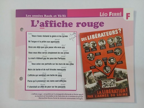 Carte fiche leo ferre - -,